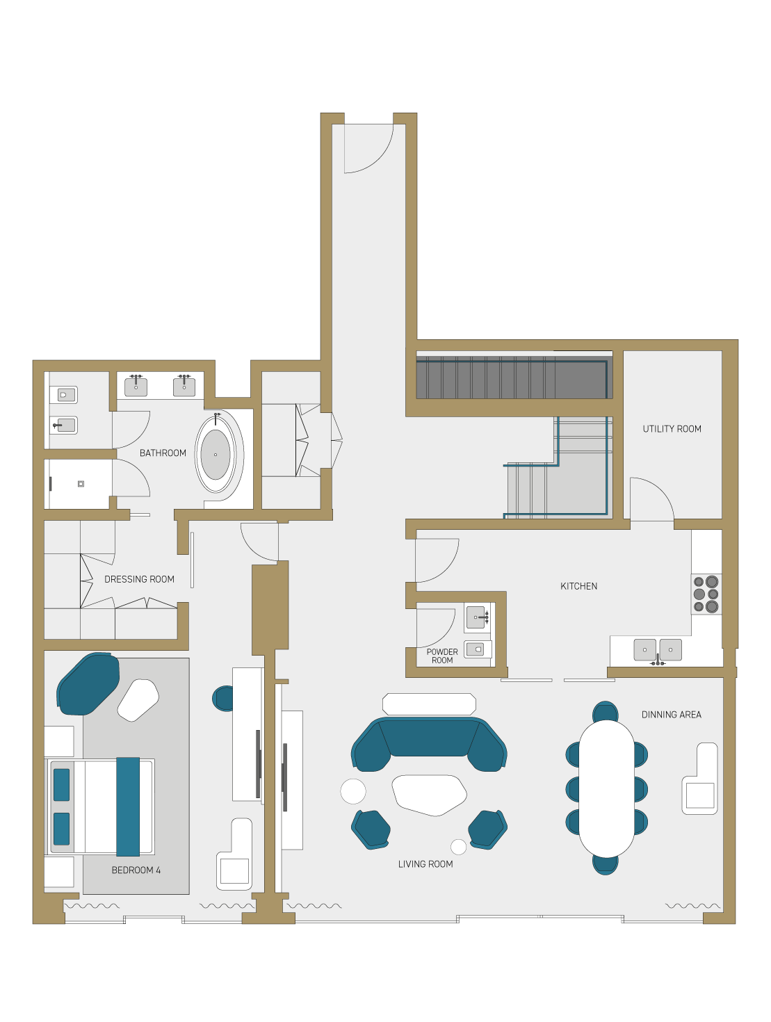 Four Bedroom Suites Features floorplan.